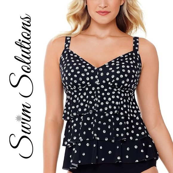 Swim Solutions Triple Tier Tankini Top - Picture 1 of 7